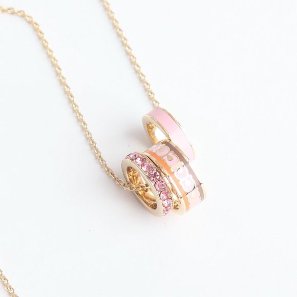 BRAND NEW COACH SIGNATURE ENAMEL PINK MULTI / GOLD NECKLACE - Picture 8 of 10